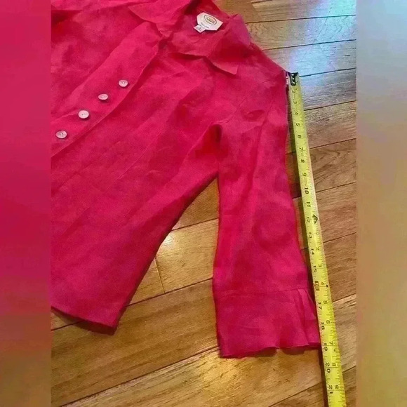 Talbots Irish Linen Pink Button Front 3/4 Sleeve Lightweight Blazer Womens Sz 8 - Picture 10 of 11